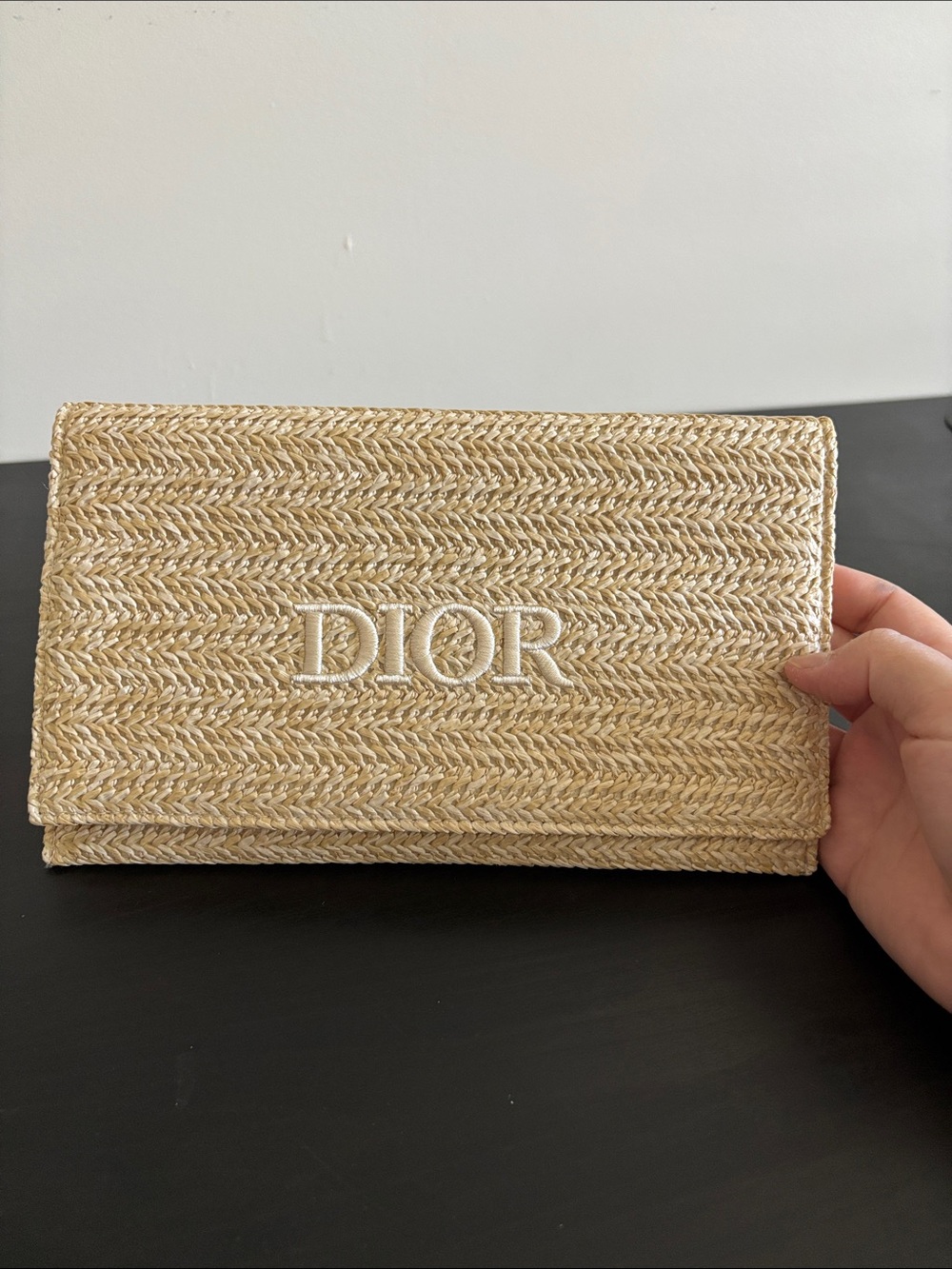 DIOR Beauty Natural Straw Logo Clutch - Beige